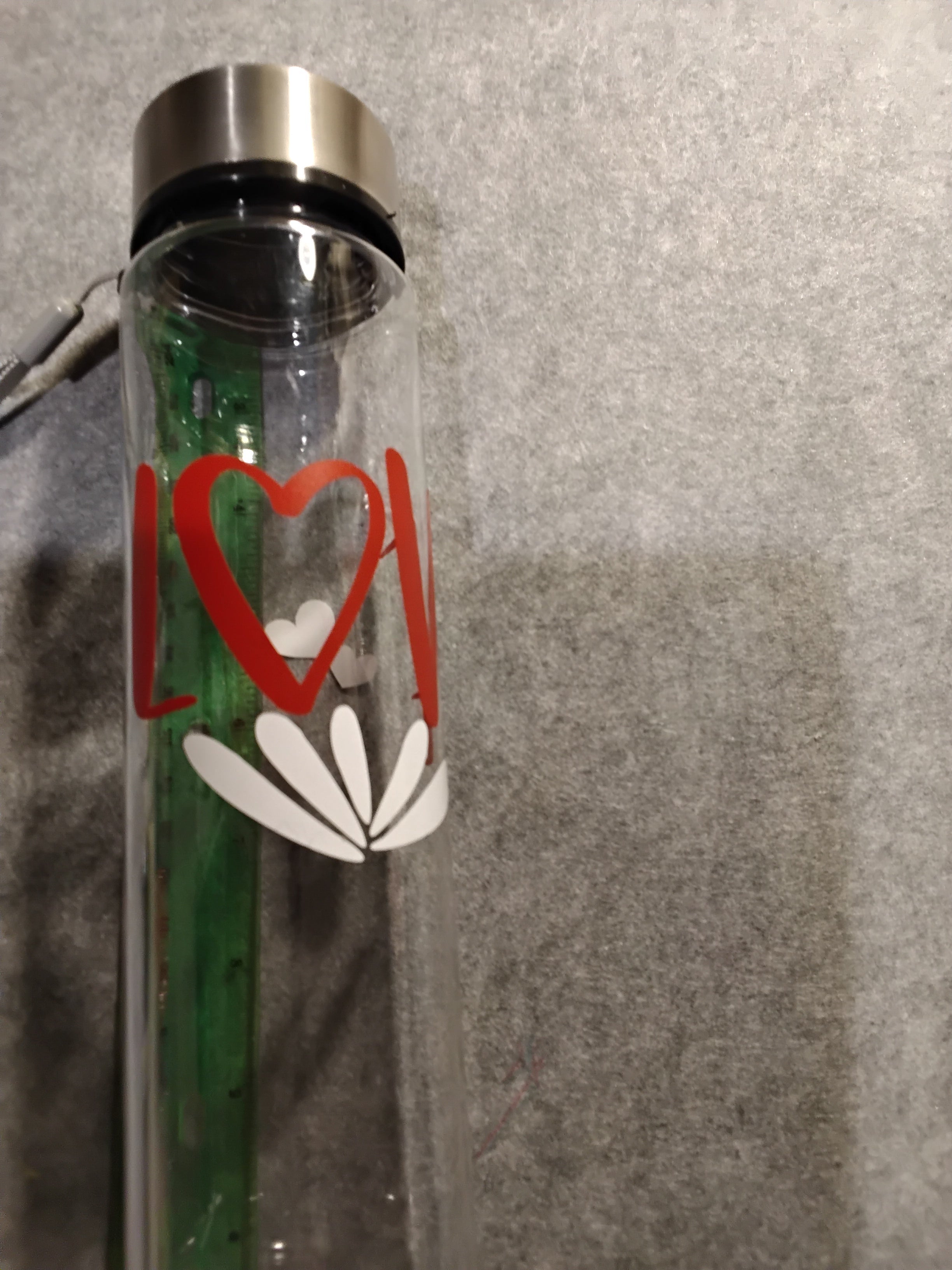9"Acrylic Water Bottle with customizable design -love