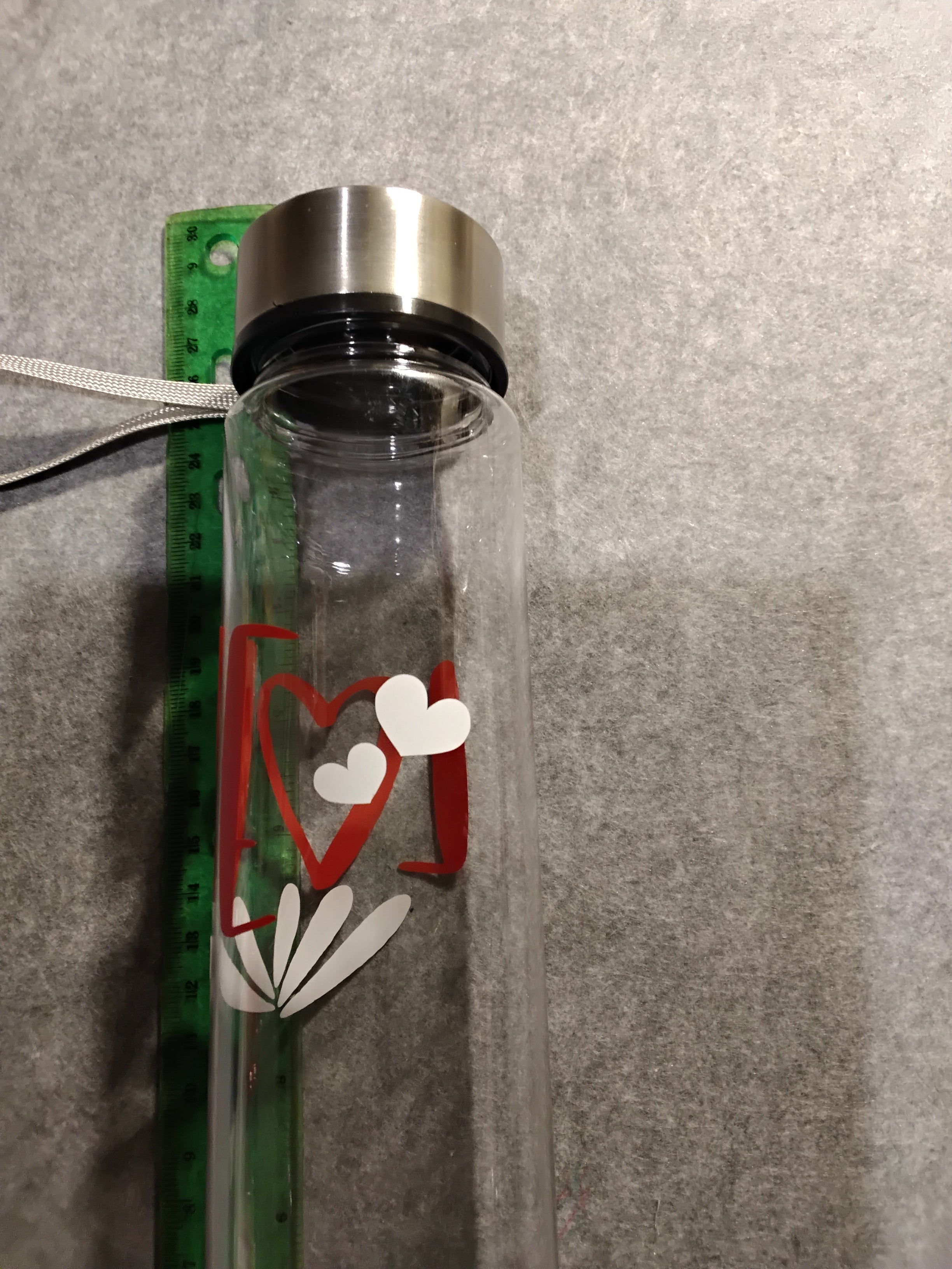 9"Acrylic Water Bottle with customizable design -love