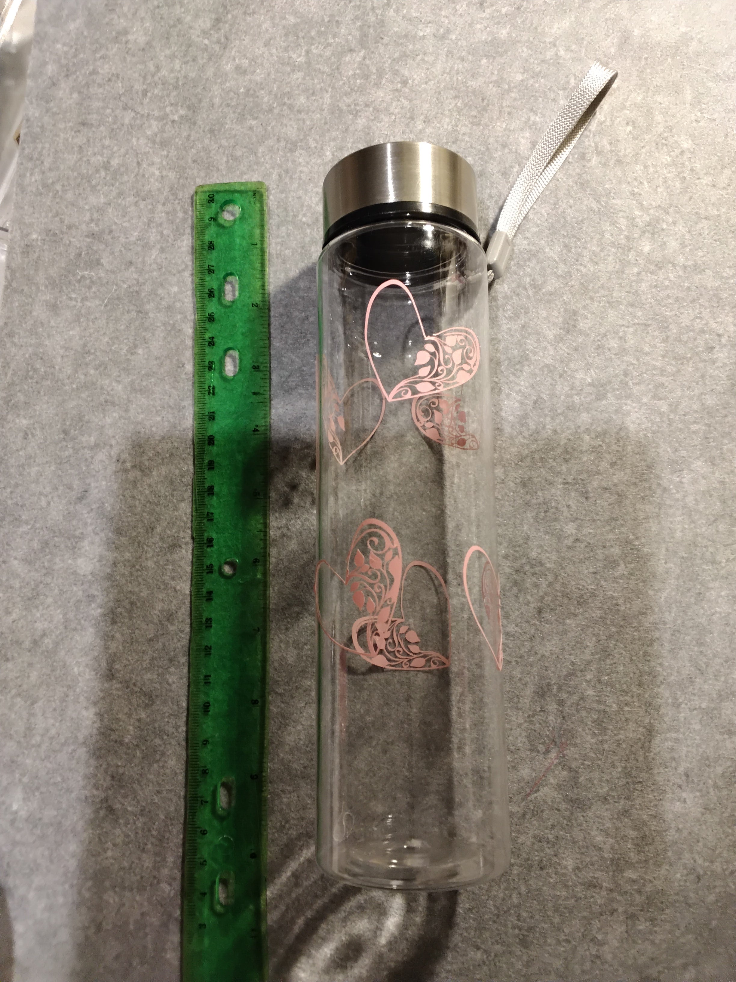 9" Acrylic Water bottle with customizable design - heart