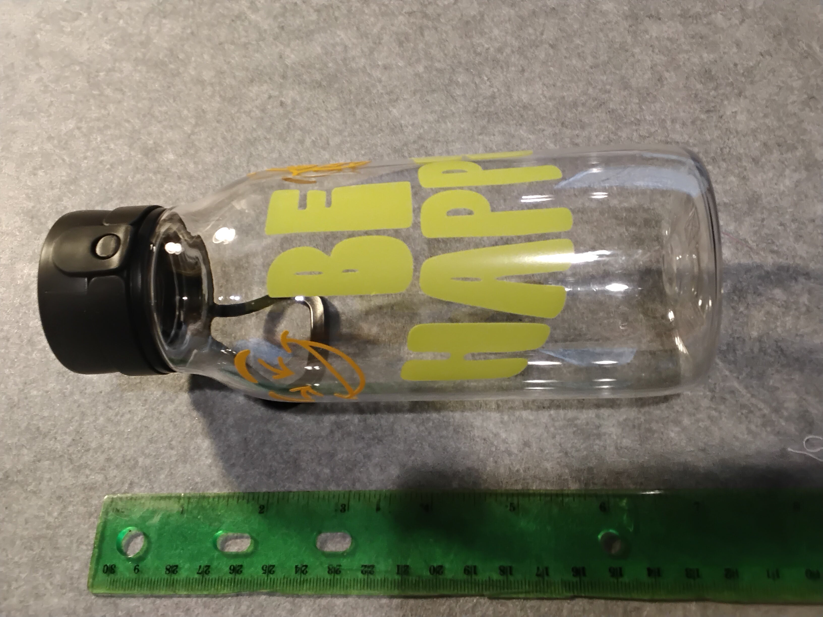 16 oz Acrylic Water Bottle with customizable design - Be Happy