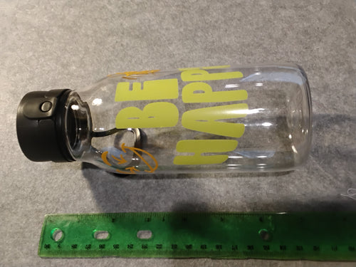 16 oz Acrylic Water Bottle with customizable design - Be Happy