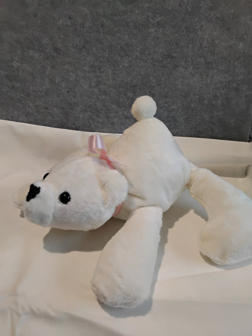 13" white bear plushie pink bow