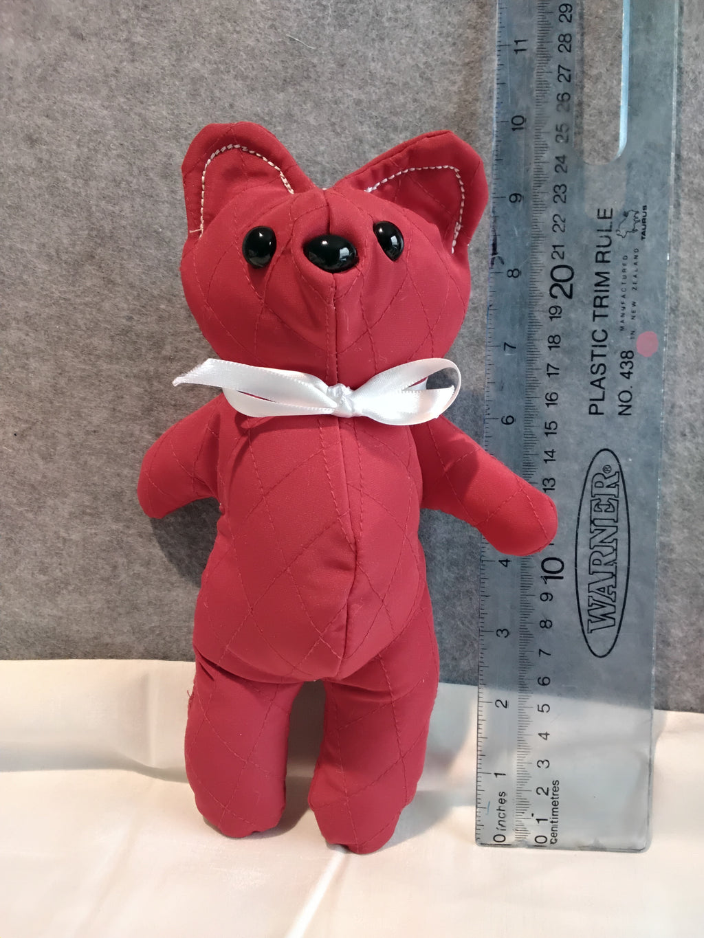 9" Red QuiltedTeddy Bear