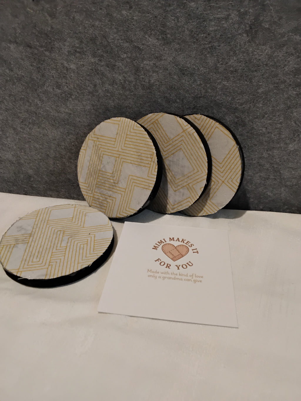 Yellow/White designDrink Coaster/Car Coaster