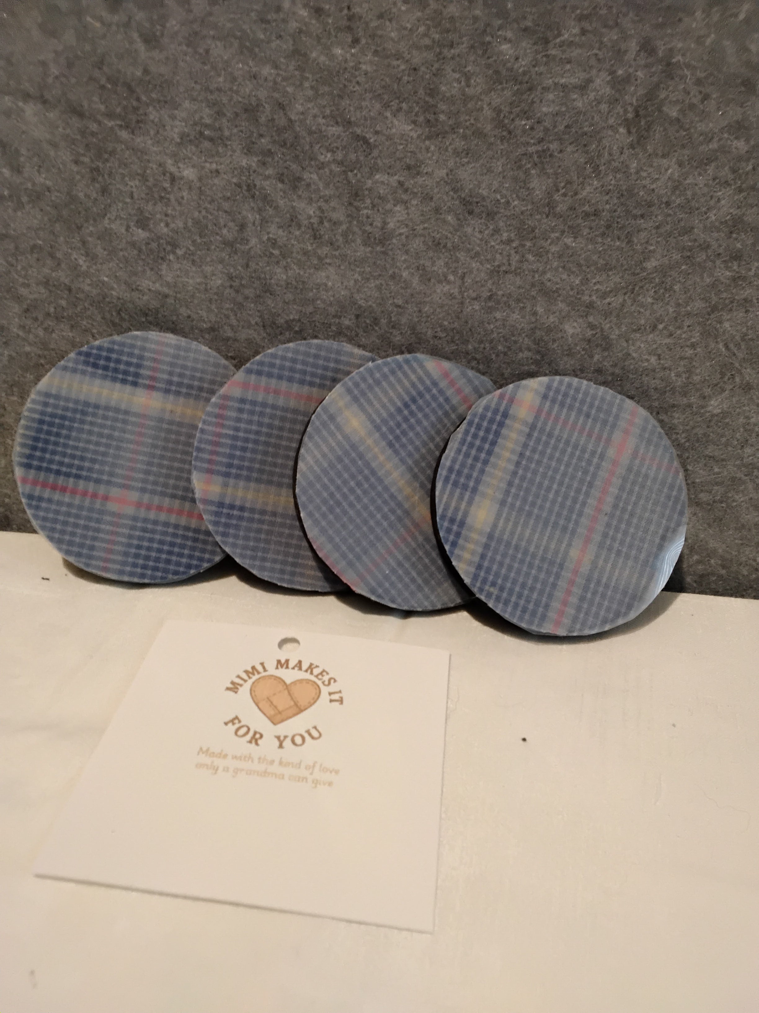 Blue Plaid Drink Coaster/Car Coaster