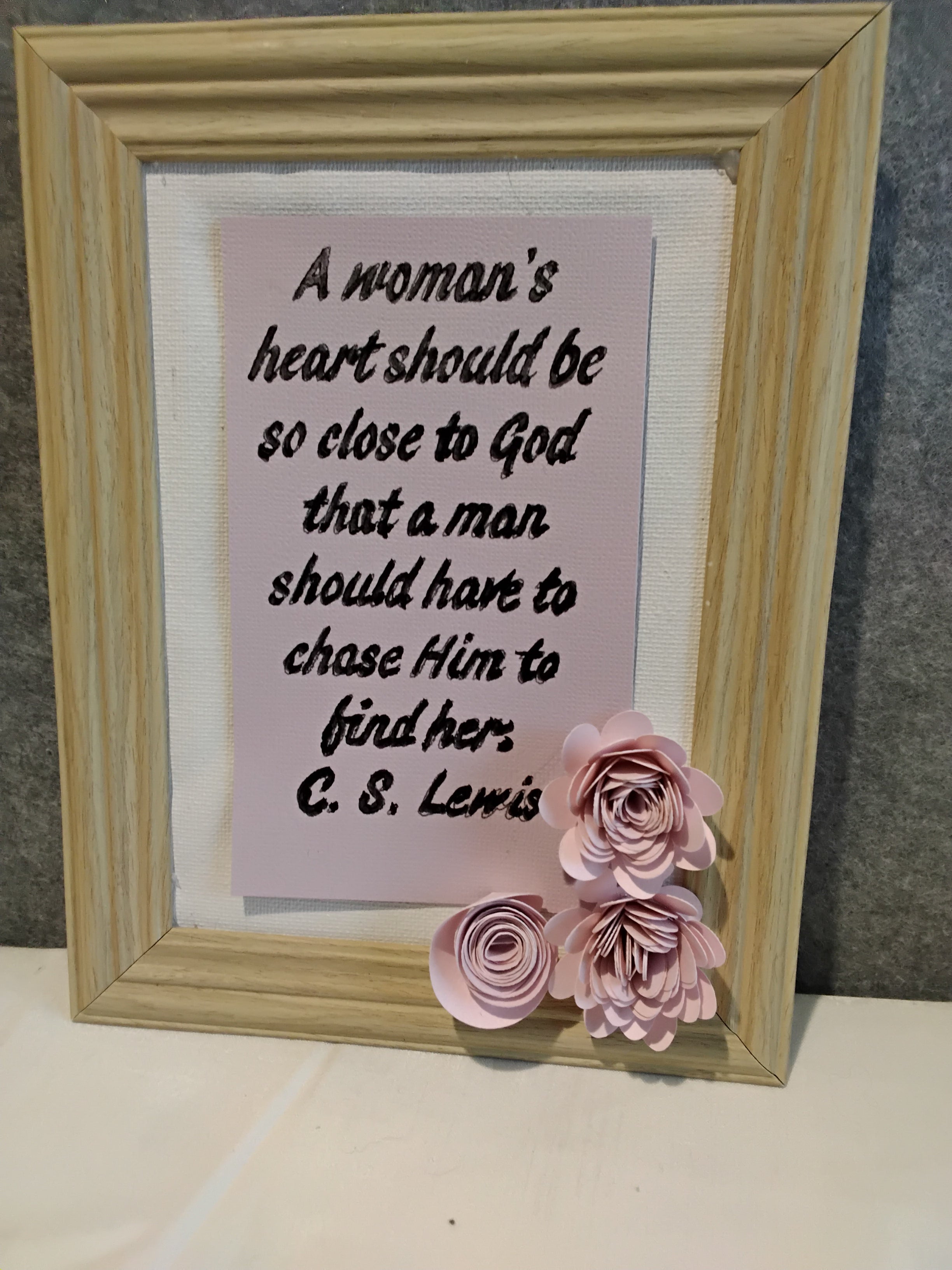 Art Work - Framed Inspirational Saying with paperflowers