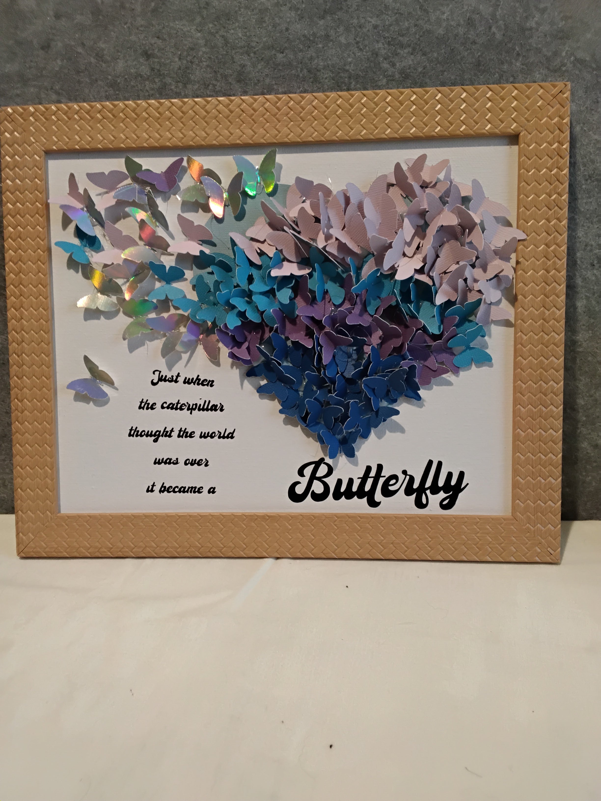 Framed Butterfly Picture with inspirational saying