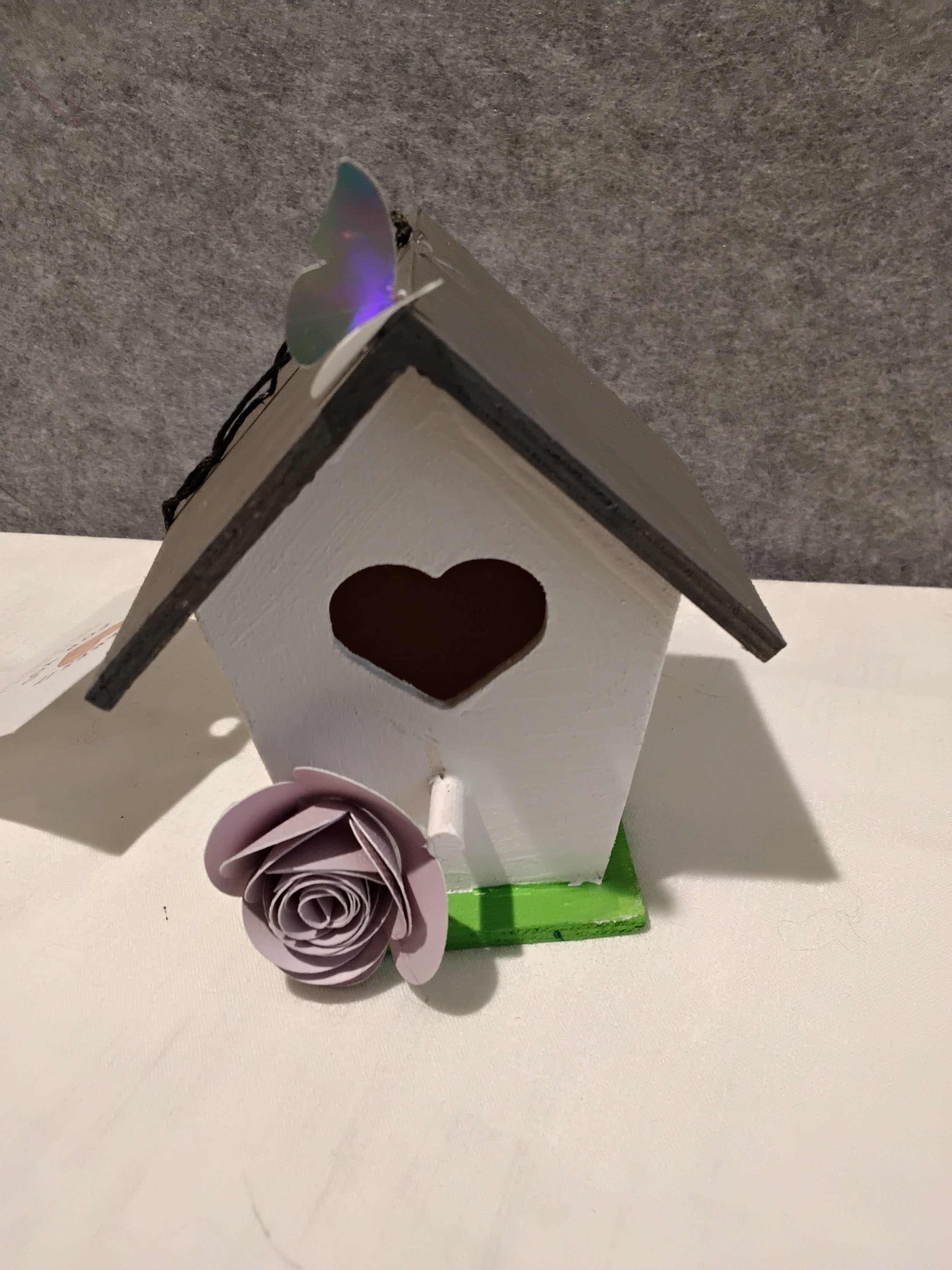 Minature Bird House - White/Gray