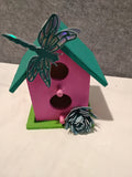 Minature Bird House - Pink/Teal