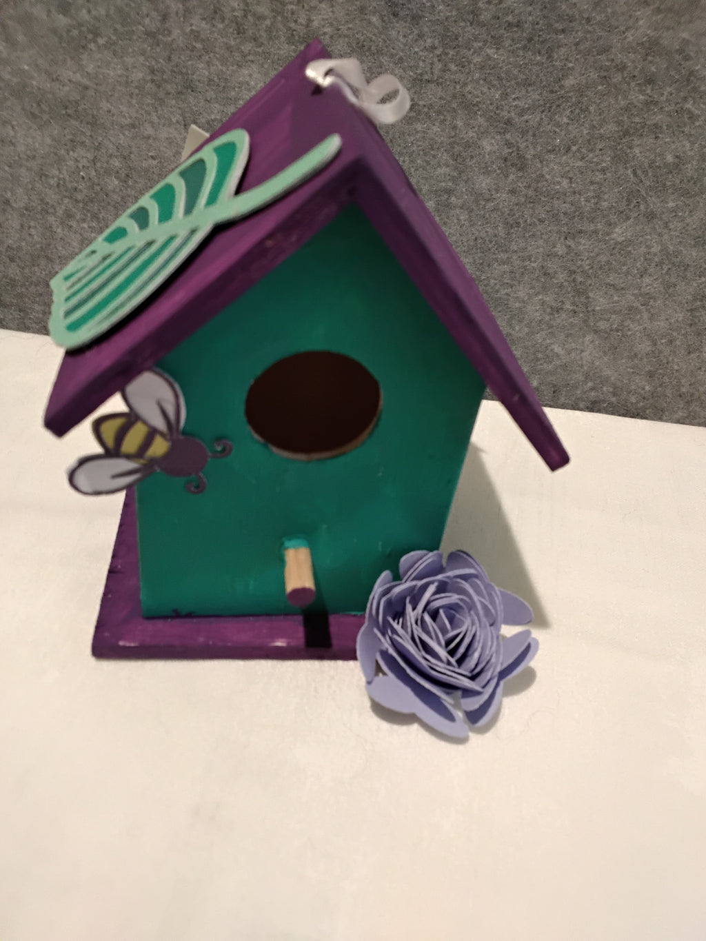Minature Bird House - Teal/Purple