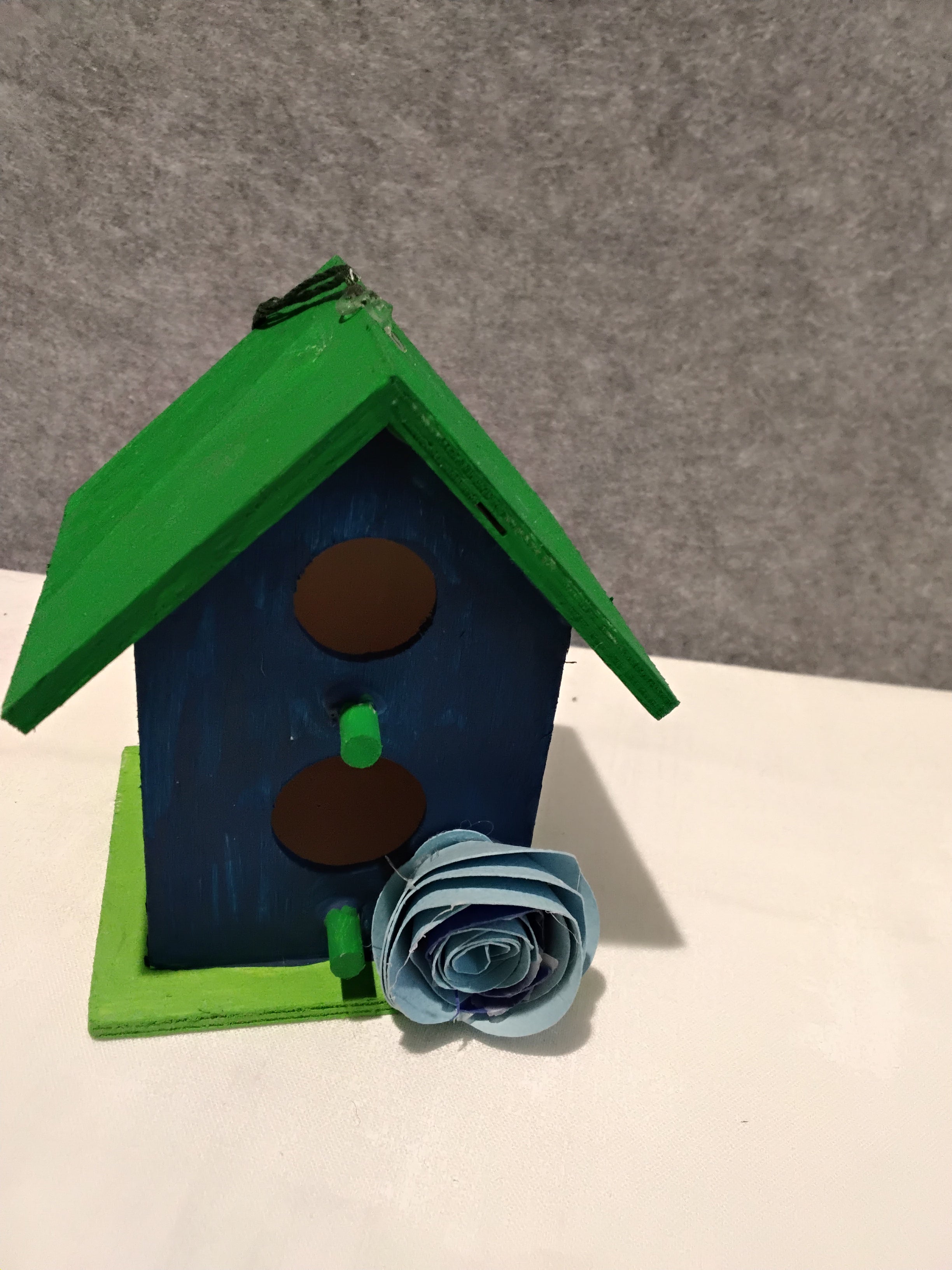 Minature Bird House - Green/Navy