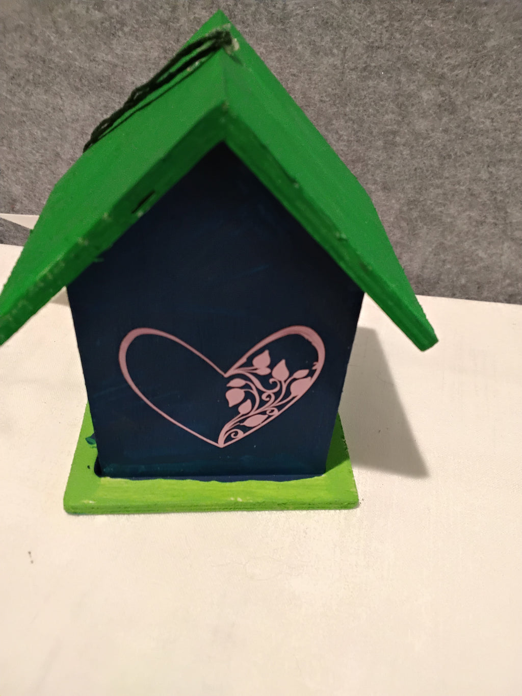 Minature Bird House - Green/Navy