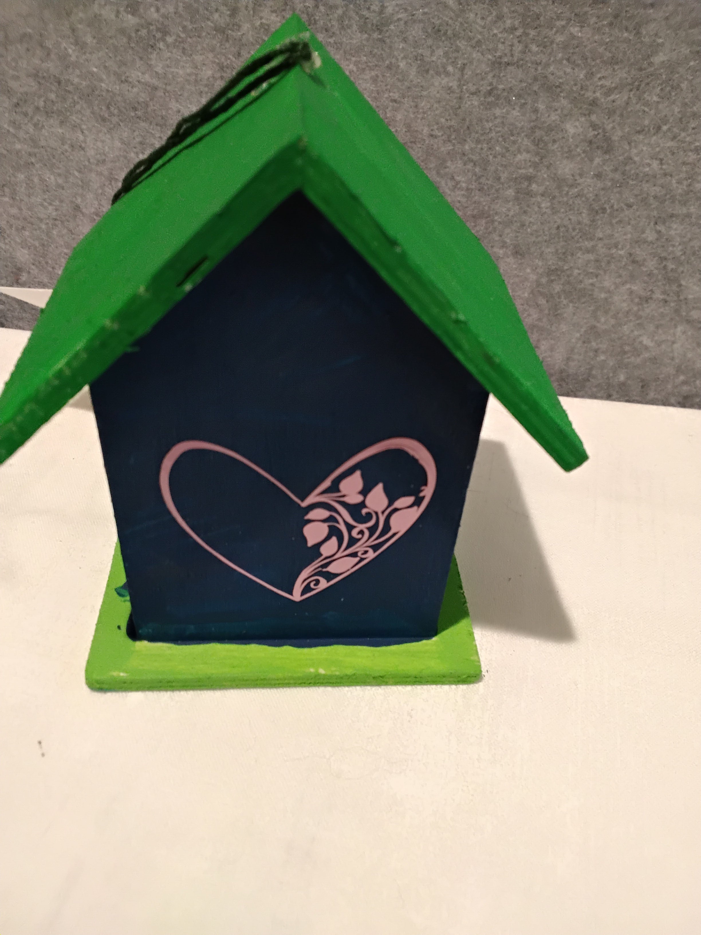 Minature Bird House - Green/Navy