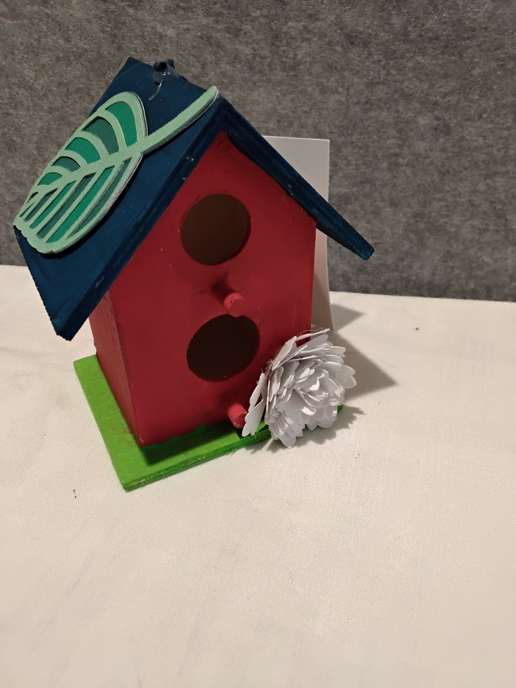 Minature Bird House - Red/Navy