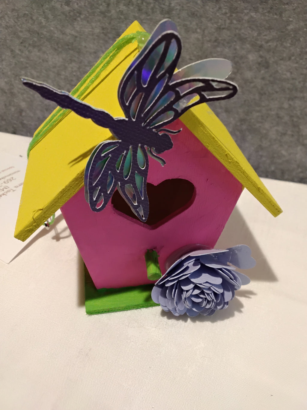 Miniature Birdhouse - Yellow/Pink