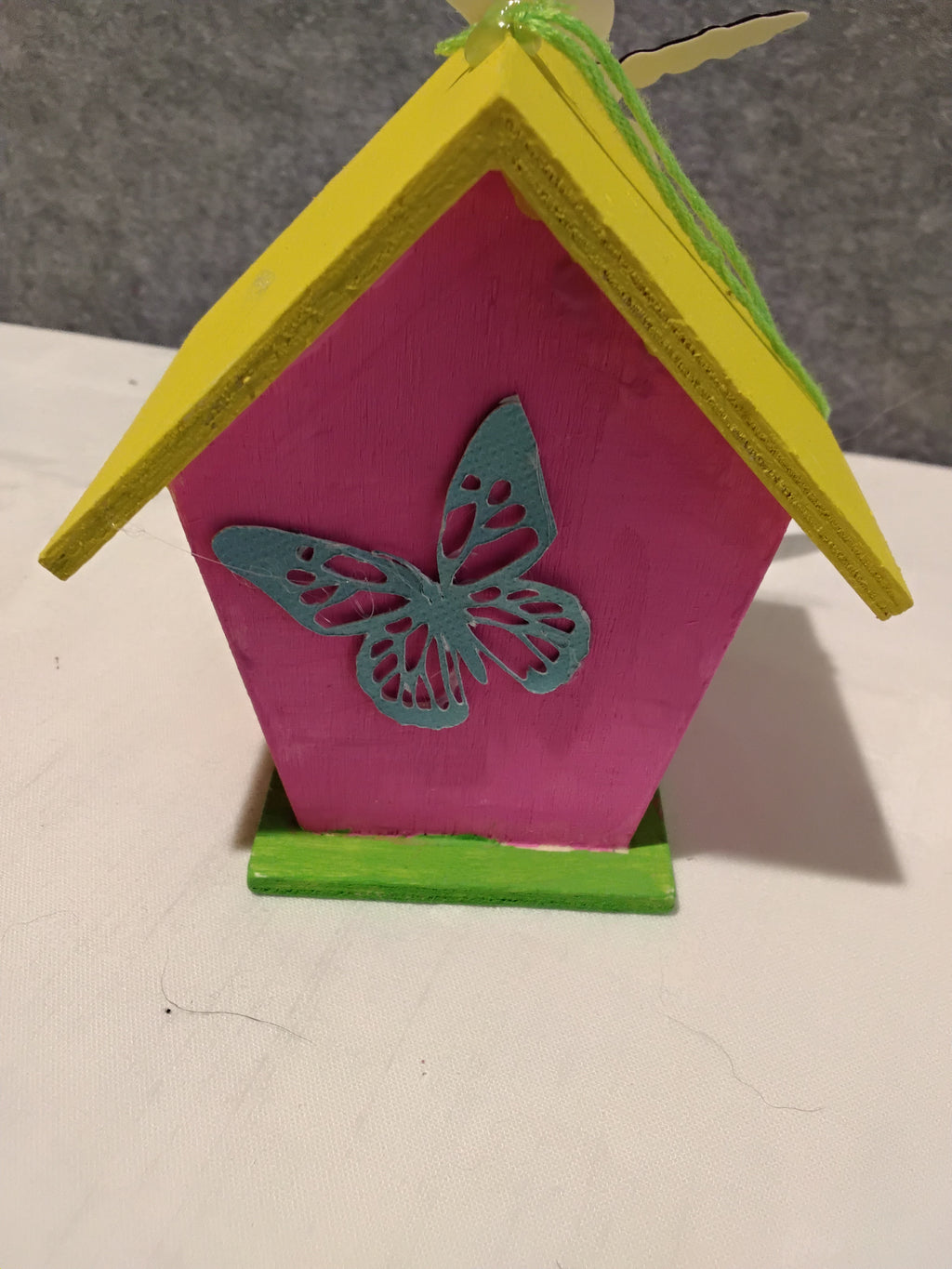 Miniature Birdhouse - Yellow/Pink