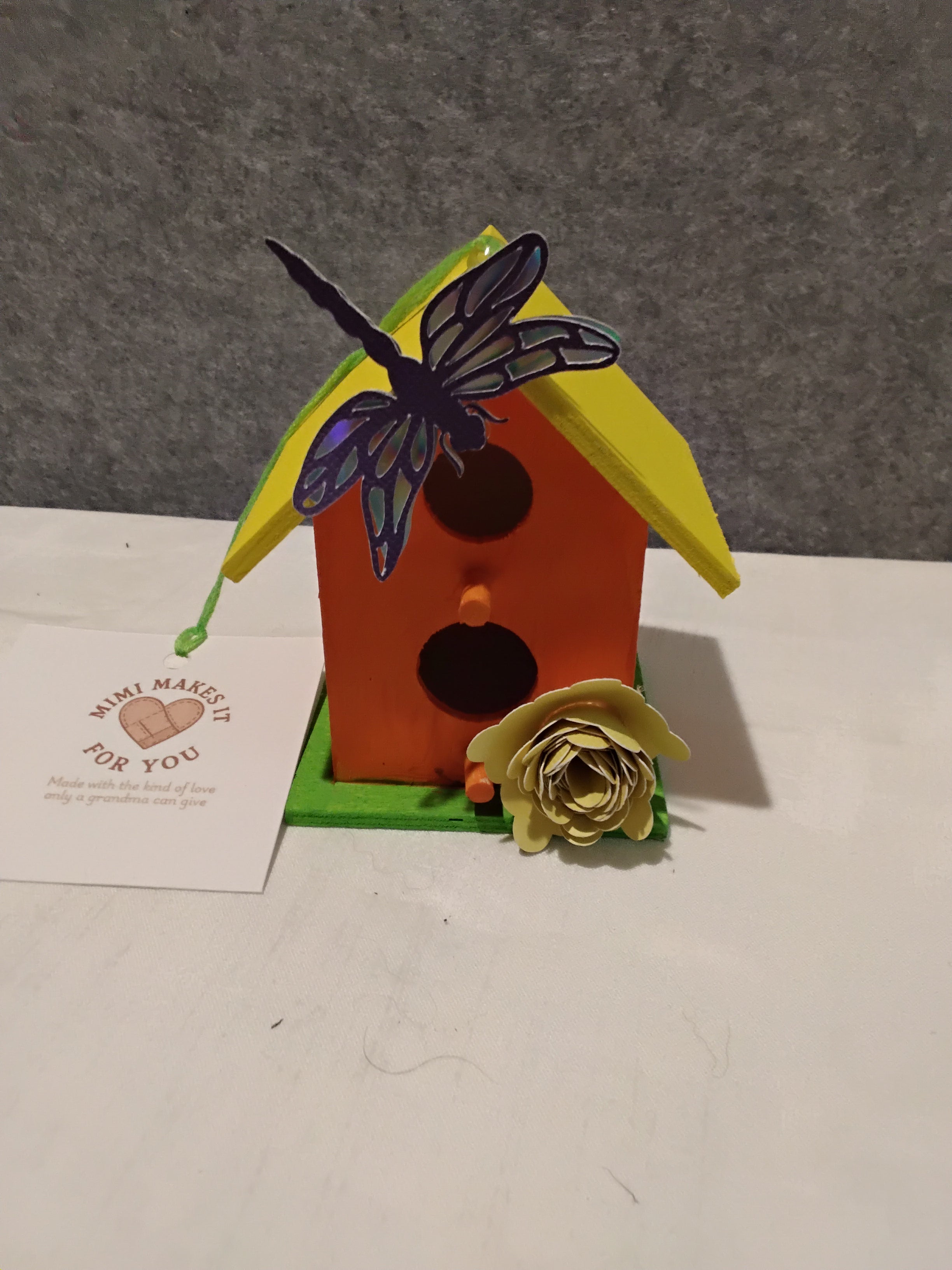 Minature Bird House - Orange/Yellow