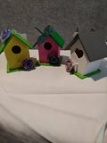 Minature Bird House - Blue/Pink
