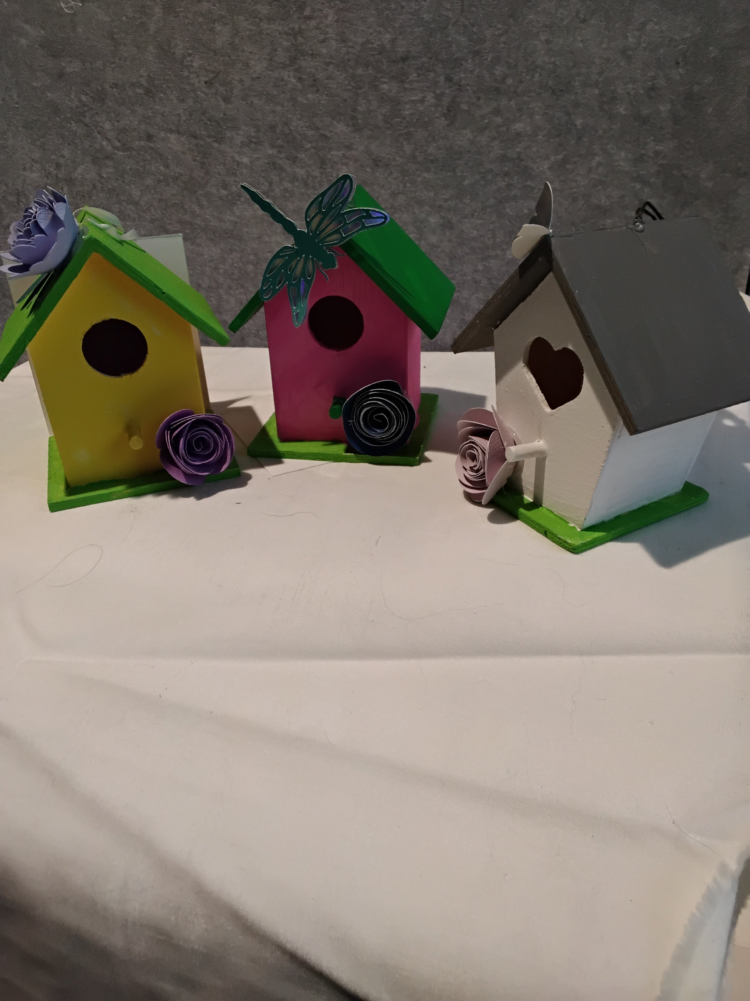 Minature Bird House - Blue/Pink