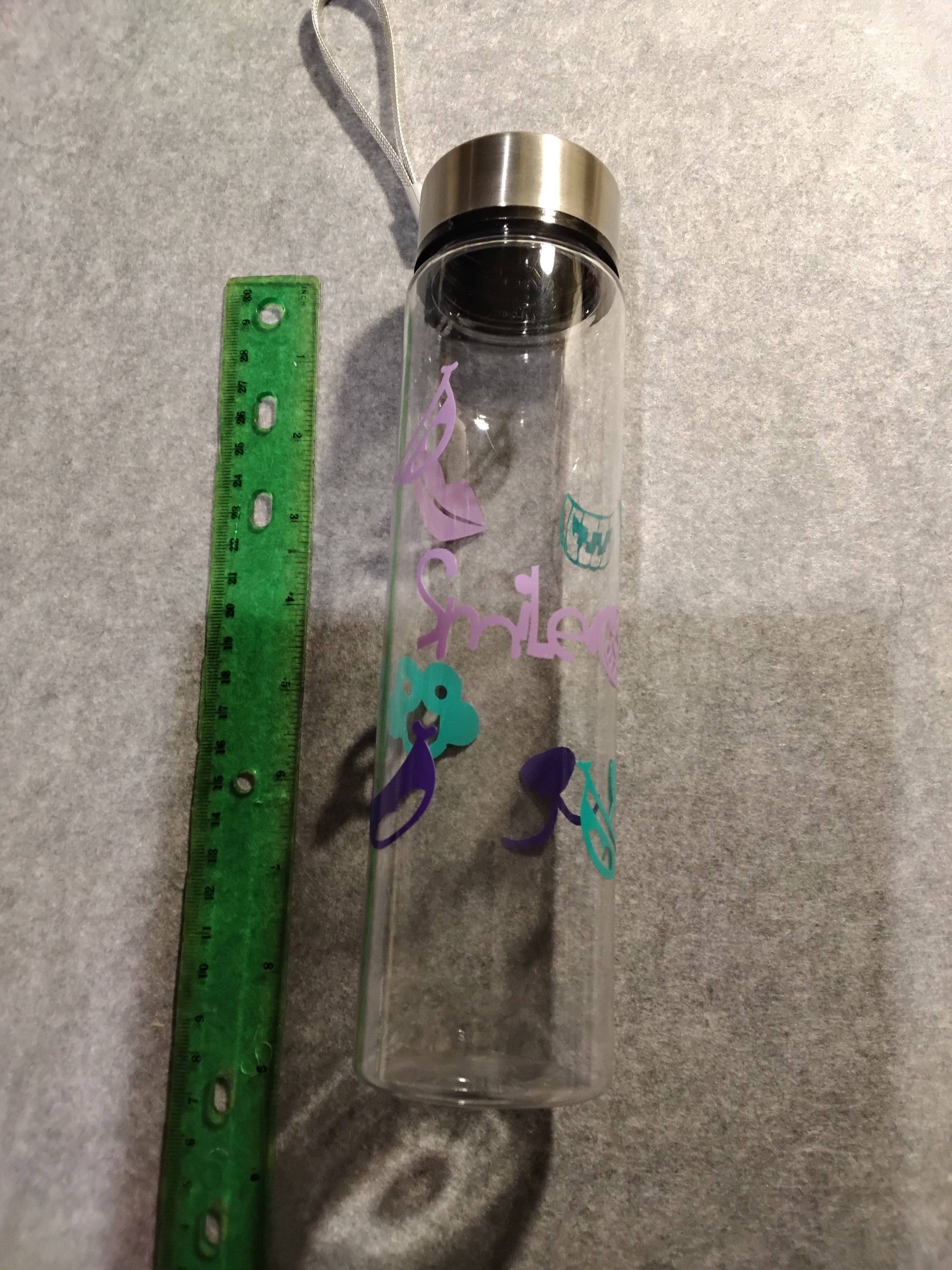 9" Acrylic Water Bottle with customisable design - smile