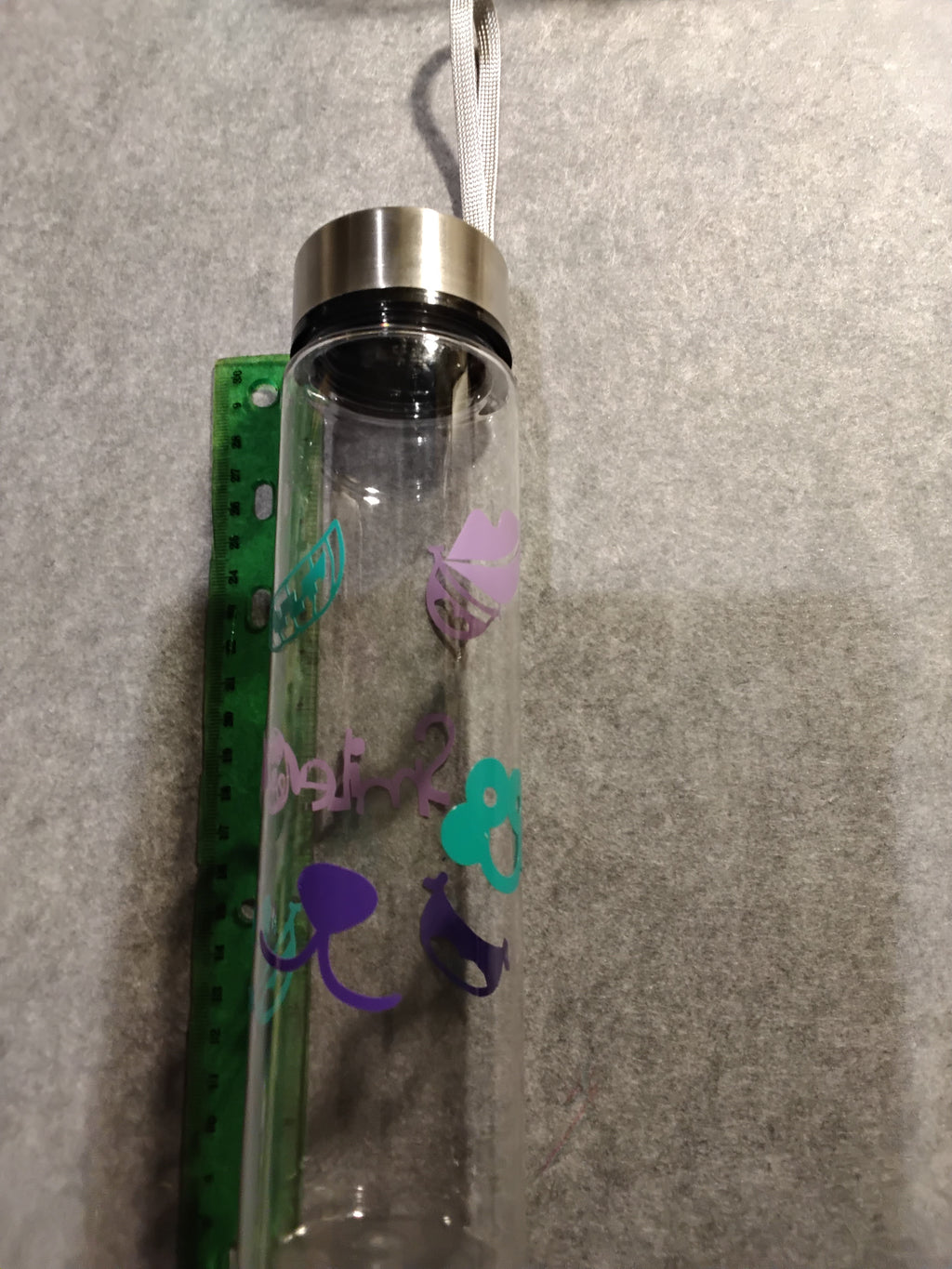 9" Acrylic Water Bottle with customisable design - smile